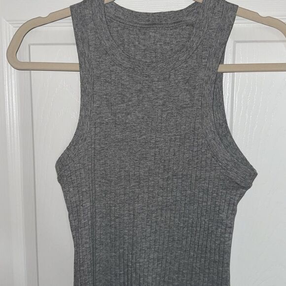 Women’s size M Gray Sleeveless soft Ribbed bodycon Dress with slits NWOT - Picture 2 of 7